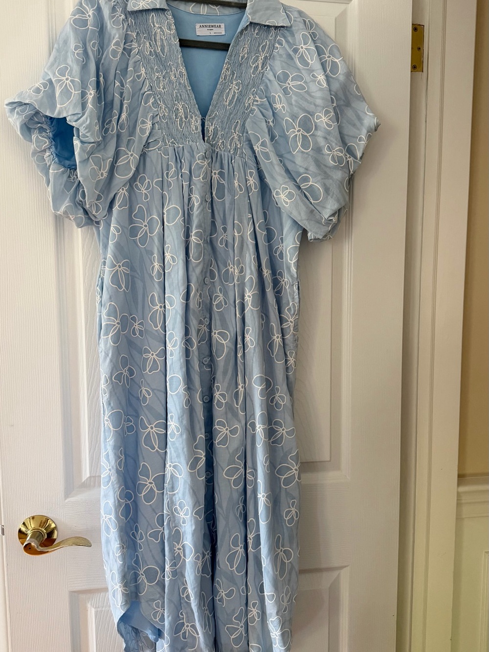 ANNIE BARCLAY Light Blue Floral Maxi Dress